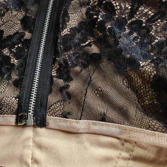 Topshop Petite Black Lace Dress Women's 4P Mini Cut Out Bodycon Stretch - Picture 4 of 9